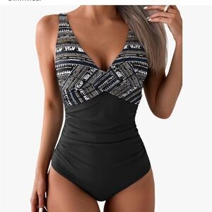 Stylish Black One Piece Swimsuit with Cut-Out Design